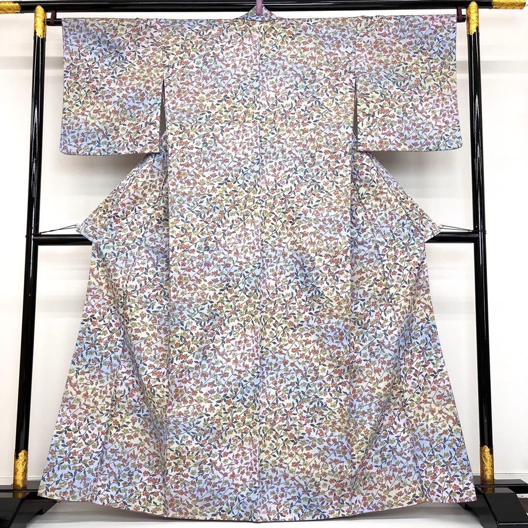 着物と帯 時流】ポ25469s◇洗える着物 小紋◇大きいサイズ 桜 美品