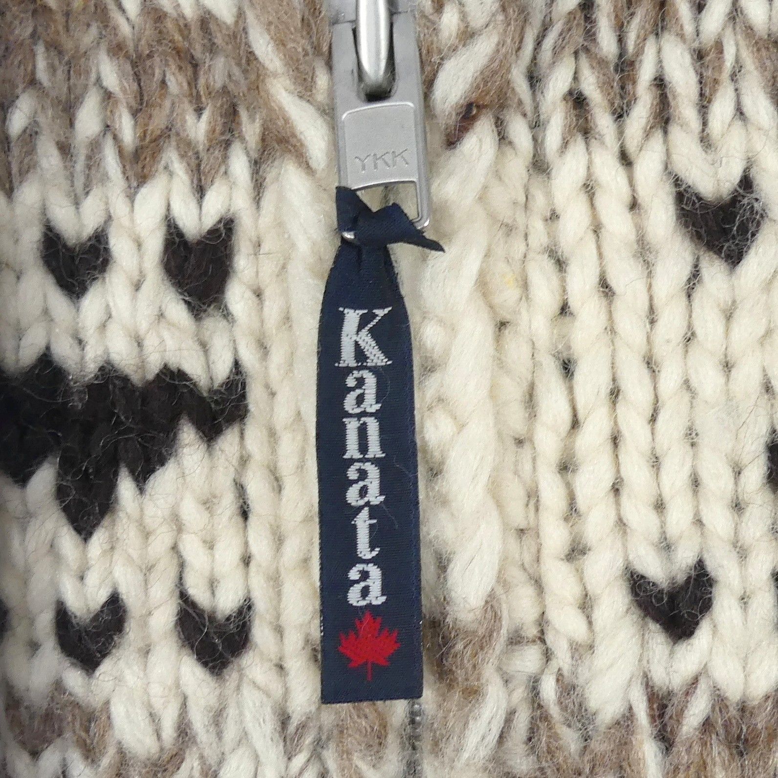 カウチンセーター kanata ニット L カナダ製 カナタ 40 茶 ベージュ