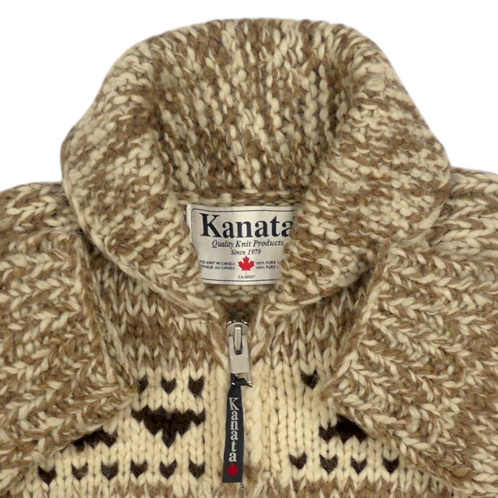 カウチンセーター kanata ニット L カナダ製 カナタ 40 茶 ベージュ