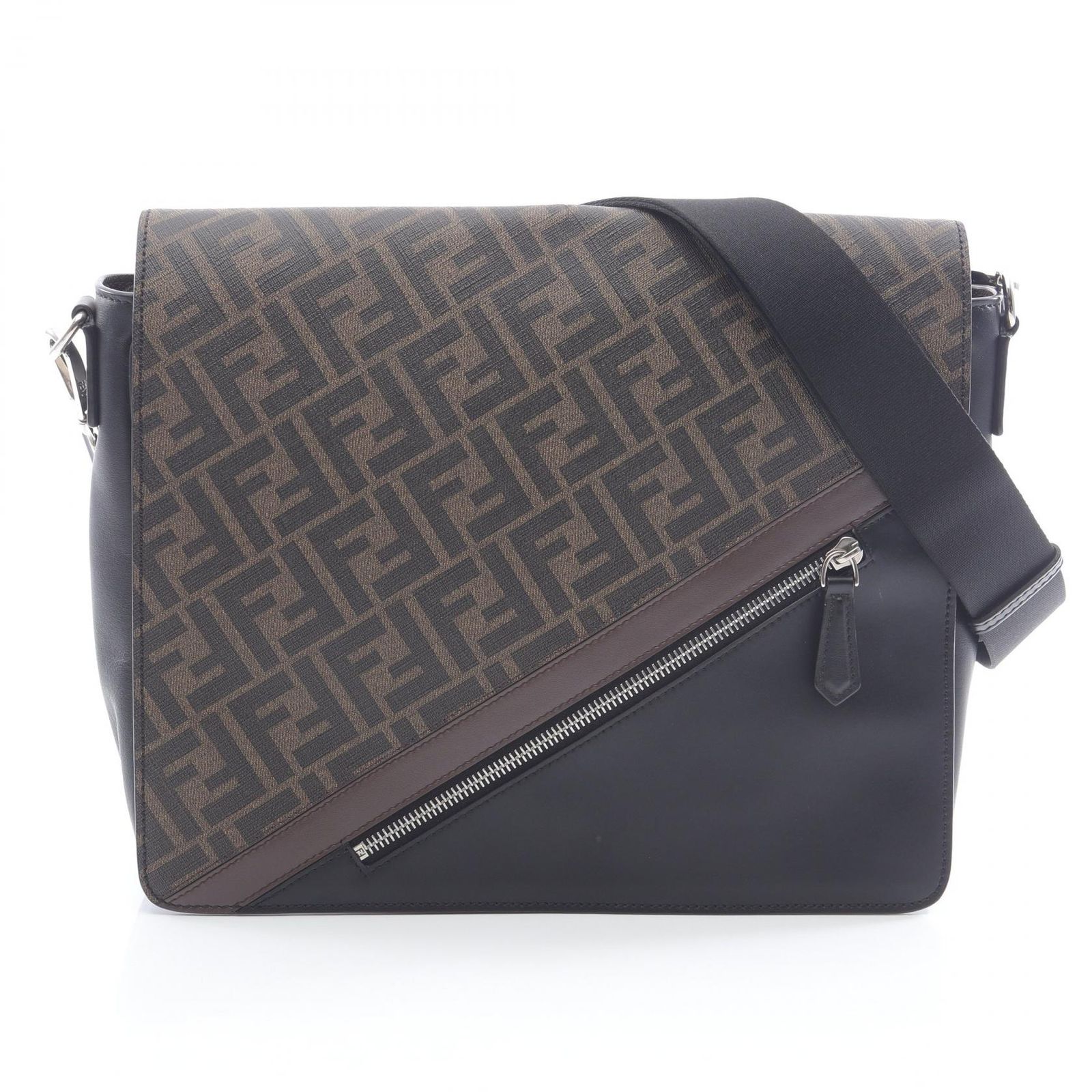 フェンディ FENDI ショルダーバッグ ズッカ ブラウン/ブラック PVC