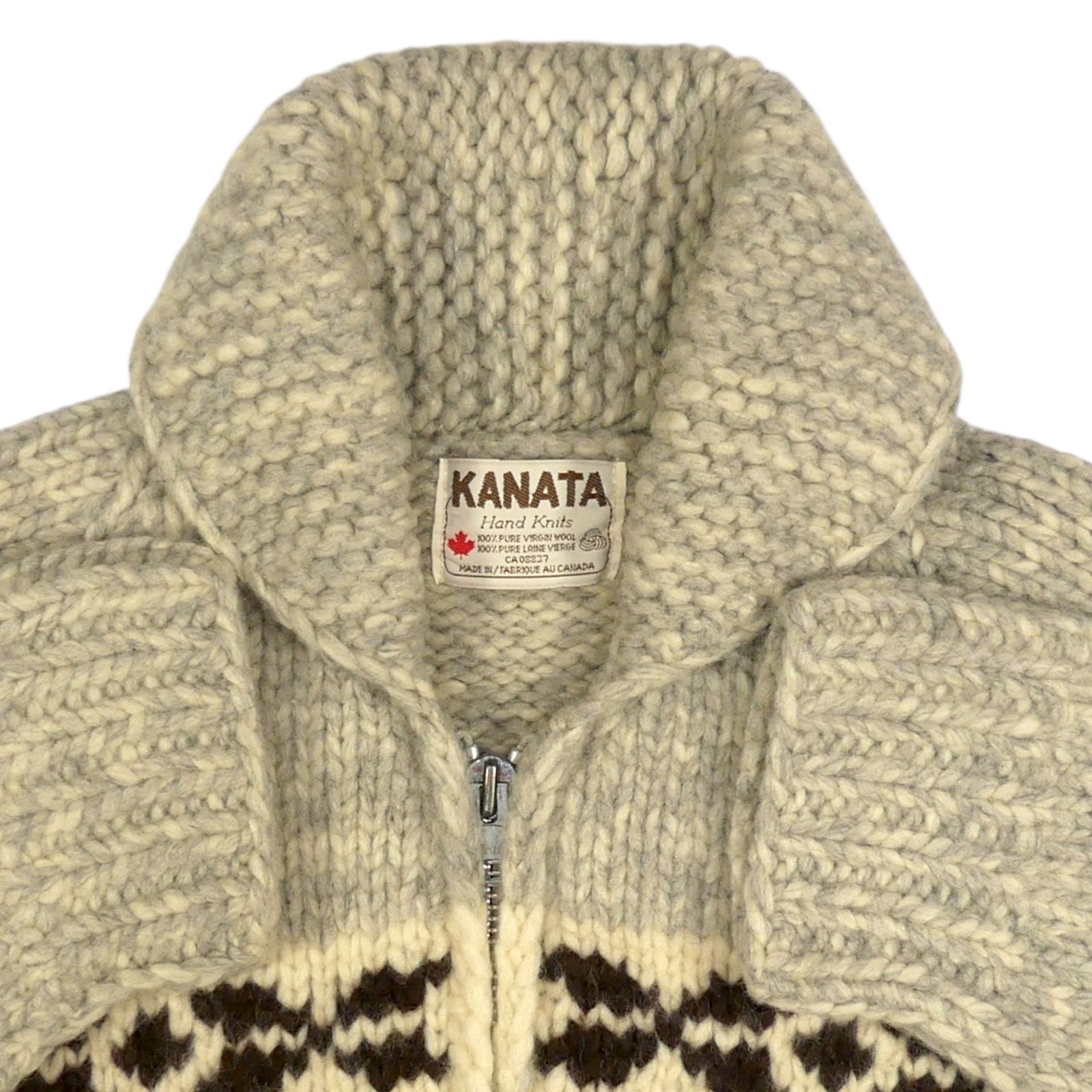 カウチンセーター kanata XL ニット カナダ製 カナタ 白 グレー 生成り