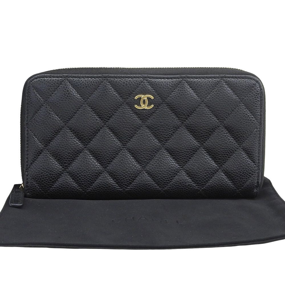 【本物保証】 箱・布袋・保付 シャネル CHANEL ココマーク マトラッセ タイムレスクラシック AP0242 ラウンドファスナー長財布 ブラック 本物保証】 箱・布袋・保付 シャネル CHANEL ココマーク マトラッセ