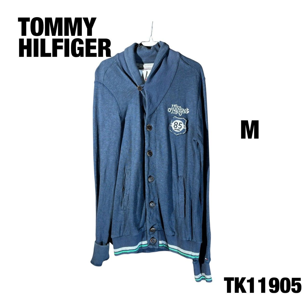 TOMMY HILFIGER ネイビー スウェット カーディガン ボタン ワン 