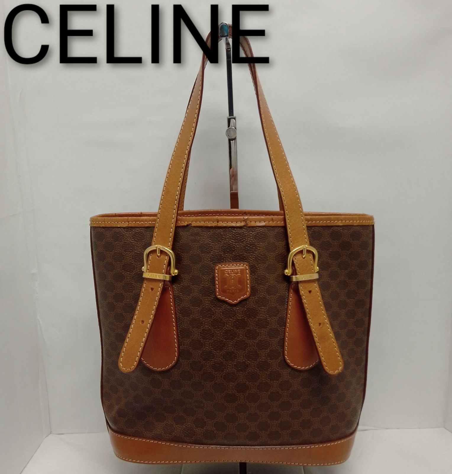 APS22 セリーヌ 極美品 マカダム ハンドバッグ バケツ型 トリオンフ