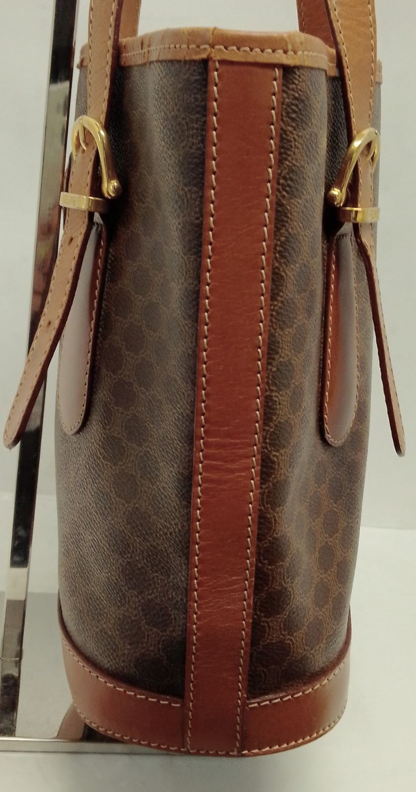 【高級】CELINE　セリーヌ マカダム トリオンフ ハンドバッグ　ゴールド金具 高級】CELINEセリーヌ マカダム トリオンフ ハンドバッグゴールド金具