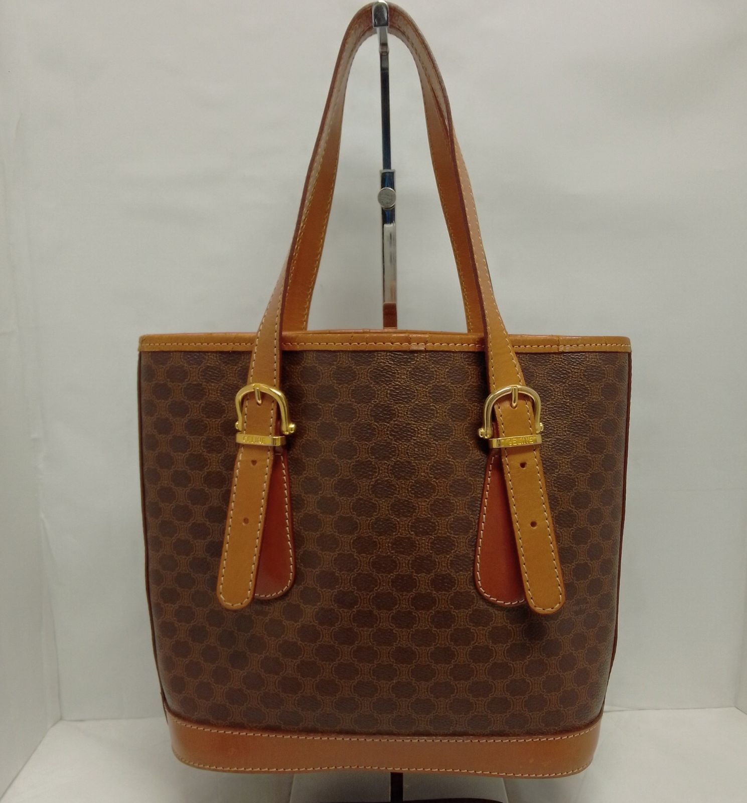 APS22 セリーヌ 極美品 マカダム ハンドバッグ バケツ型 トリオンフ