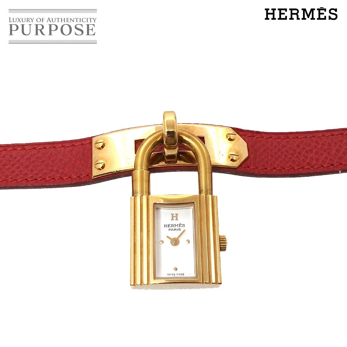 HERMES ケリーレッド 時計 エルメス HERMES ケリーウォッチ ヴィンテージ レディース 腕時計