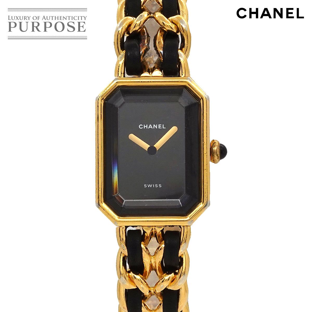 CHANEL プルミエール 腕時計 L ゴールド ブラック シャネル CHANEL プルミエール Lサイズ H0001 ヴィンテージ レディース