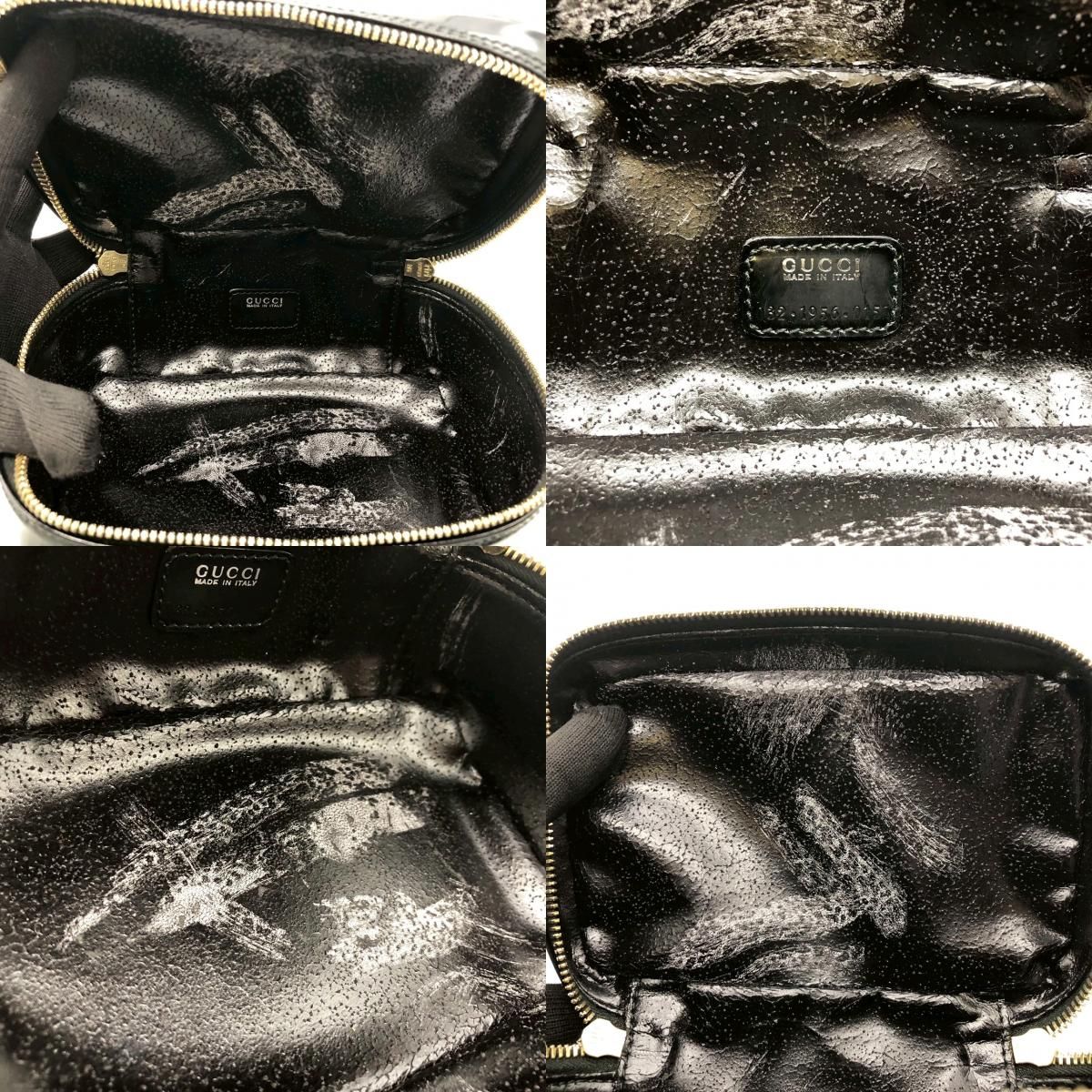 未使用級 グッチ GUUCI バンブー レザー ポーチ バニティ シボ革 未使用級 グッチ GUUCI バンブー レザー ポーチ バニティ シボ革