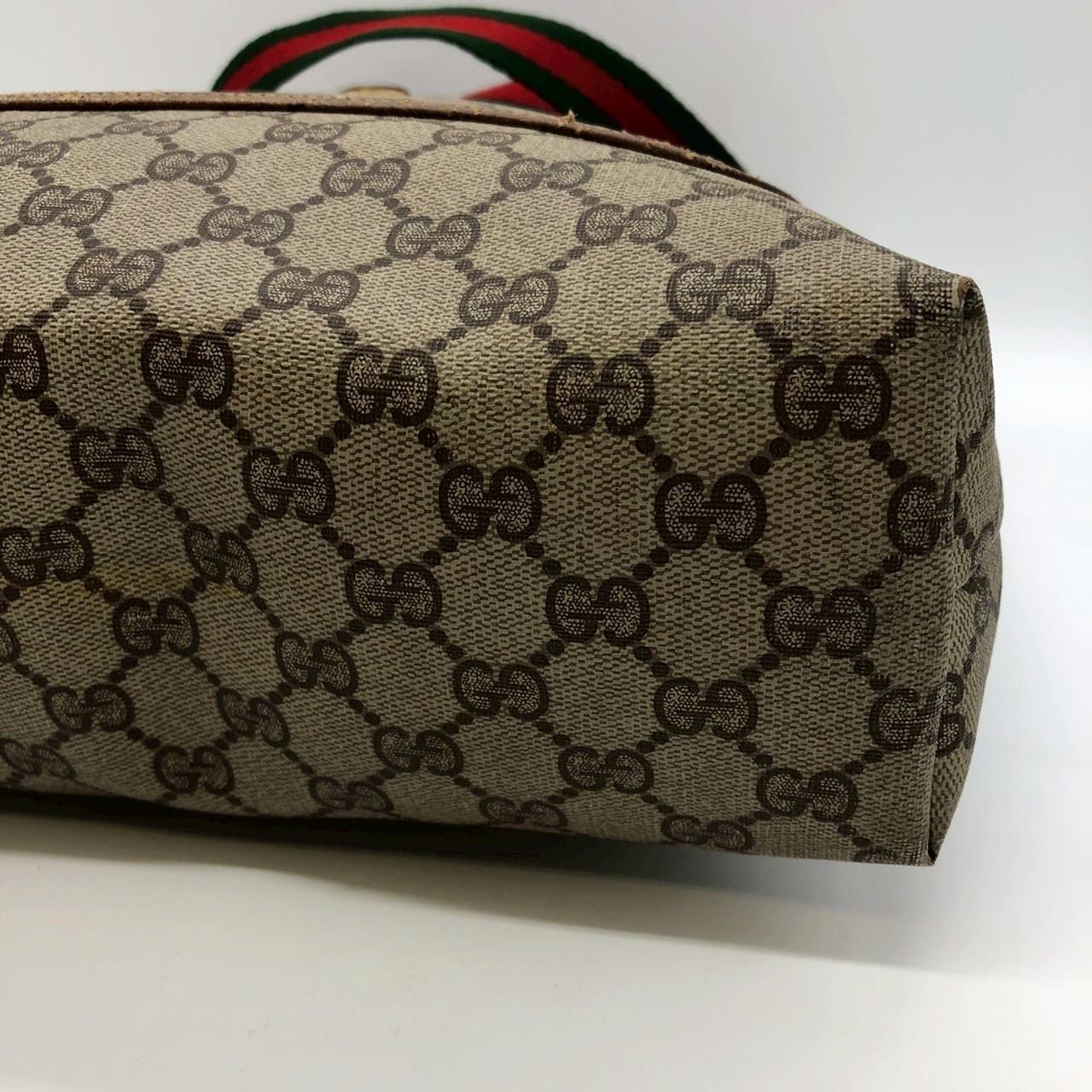 GUCCI グッチ GGスプリーム シェリーライン トートバッグ PVC ブラウン 