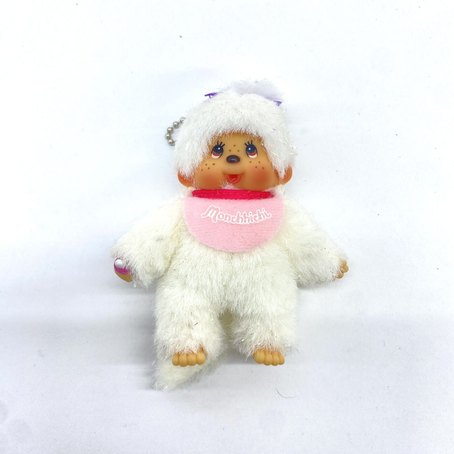 ☆加古川物流】【中古品】モンチッチ マスコット 白 ホワイト ラメ入り