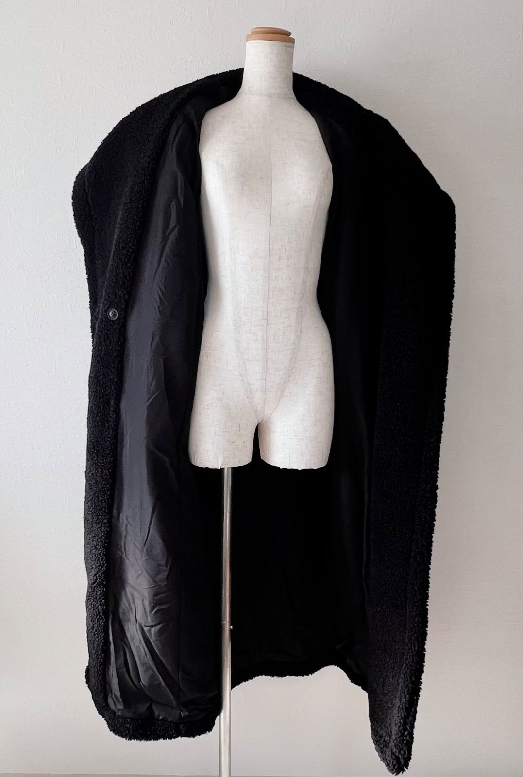 ZARA ザラ エクストラロング ボア コート ブラック S - メルカリ