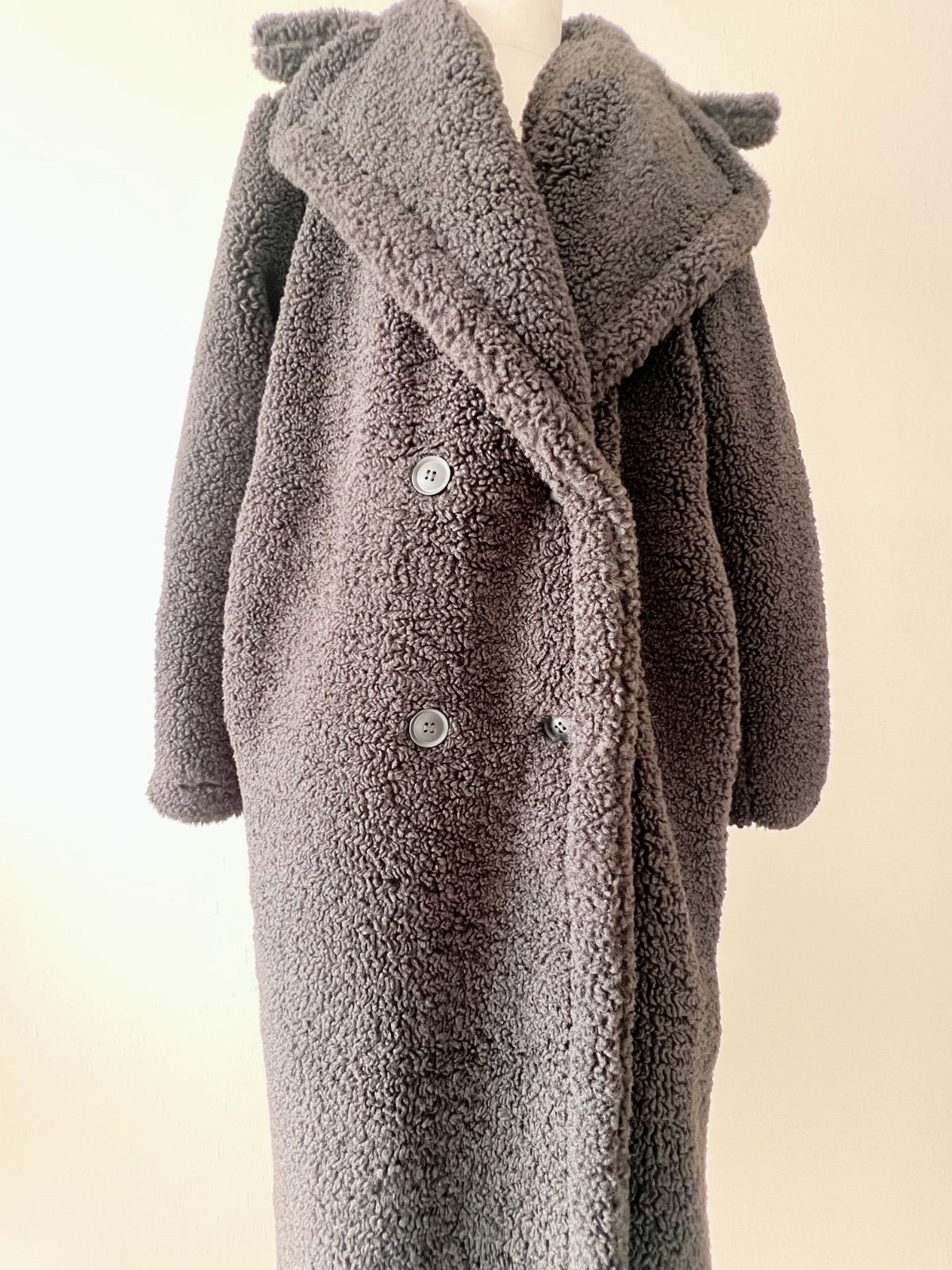 ZARA ザラ エクストラロング ボア コート ブラック S - メルカリ