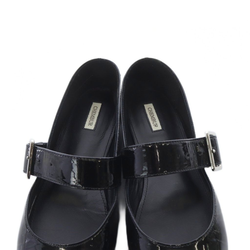 チェンバー CHEMBUR パンプス エナメル ストラップ スクエアトゥ 36 黒