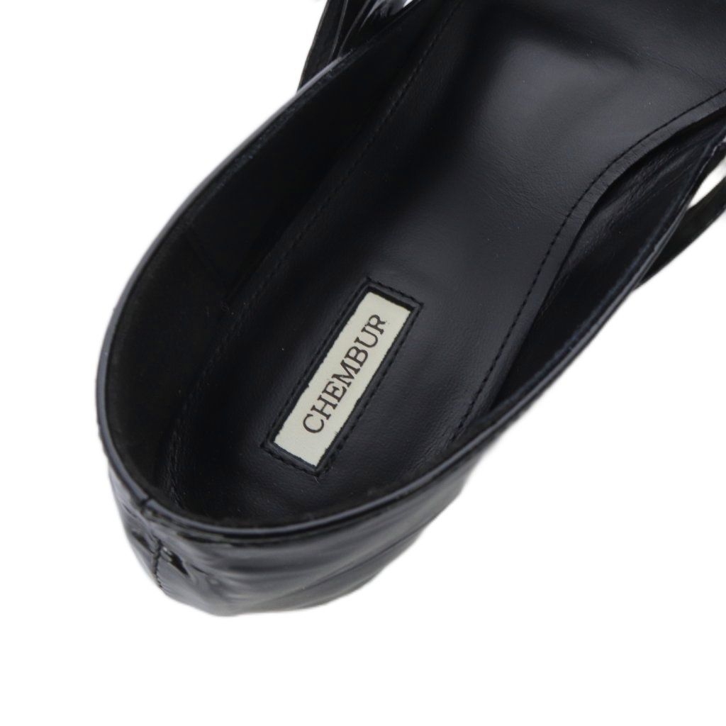チェンバー CHEMBUR パンプス エナメル ストラップ スクエアトゥ 36 黒