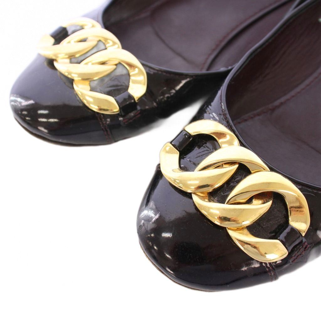 ルイヴィトン LOUIS VUITTON ヴェルニ モノグラム パンプス フラット