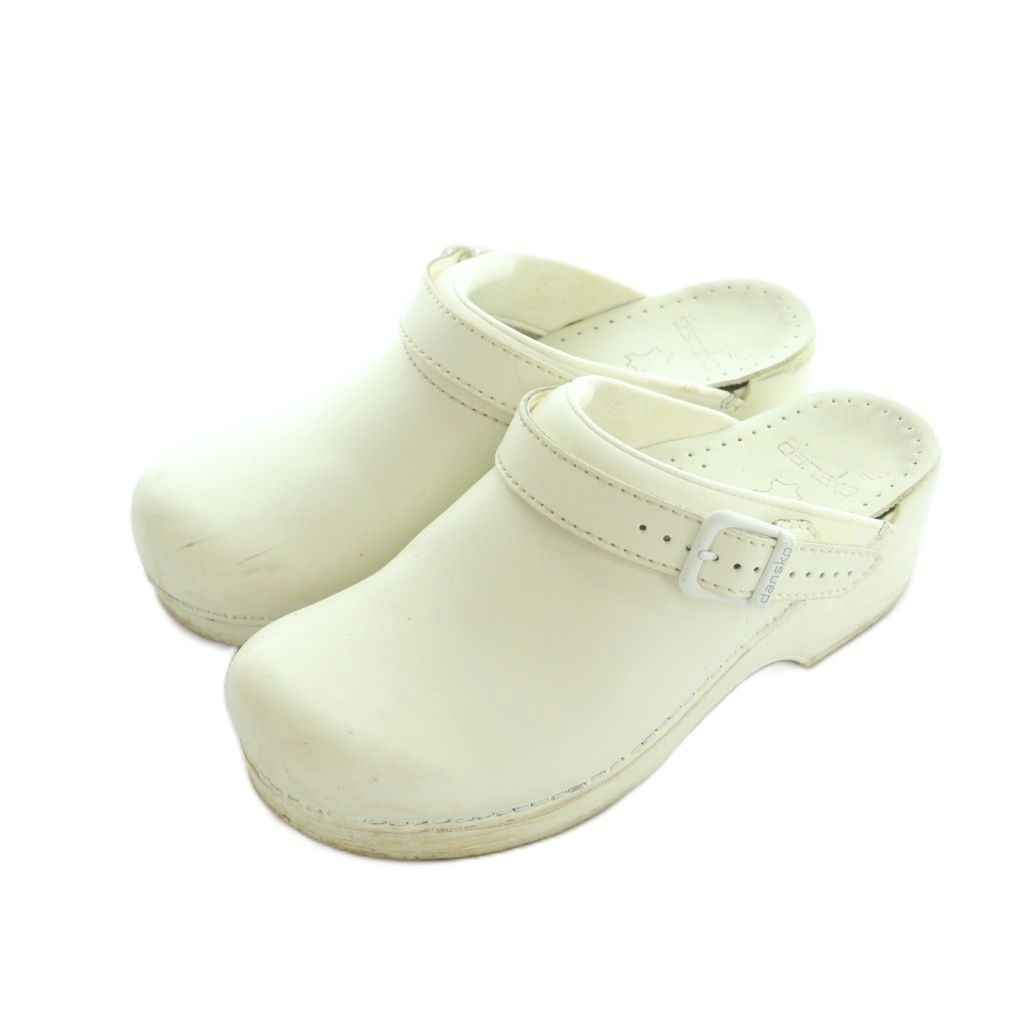 ダンスコ DANSKO サボサンダル レザー 37 23.5-24.0cm 白 ホワイト
