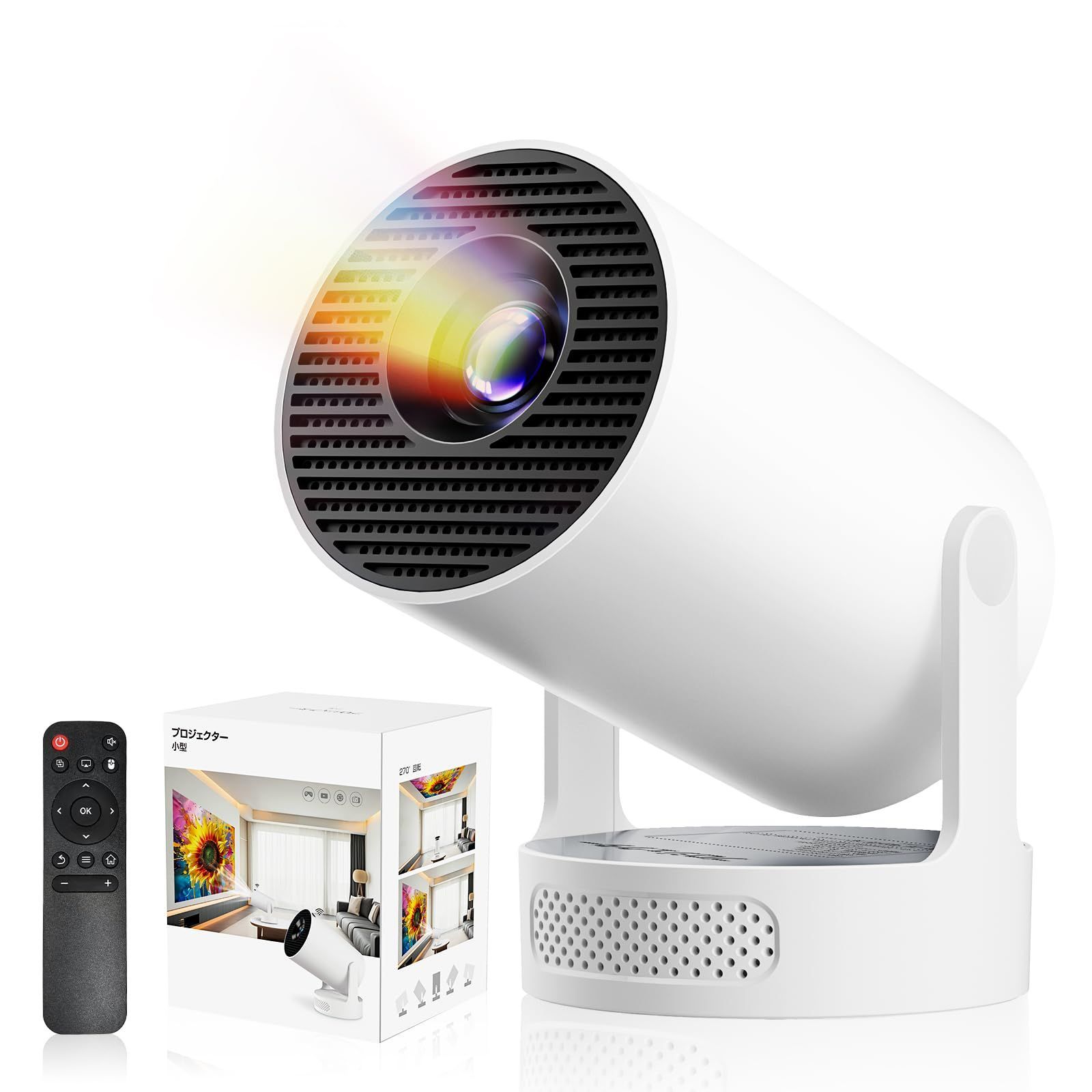 プロジェクター 家庭用 超小型 【Android TV14.0搭載＆270°回転＆HiFi 