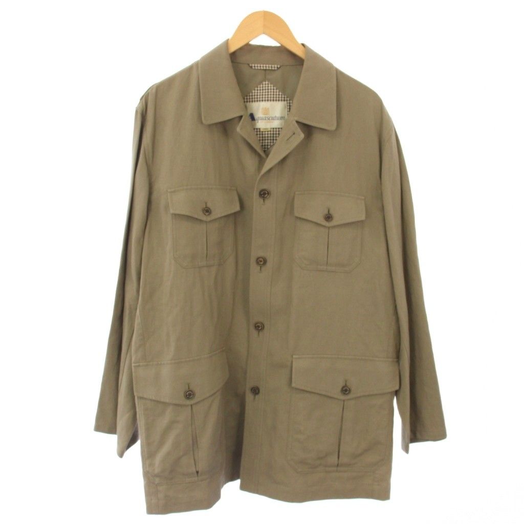 アクアスキュータム AQUASCUTUM シャツジャケット リネン混 L ベージュ