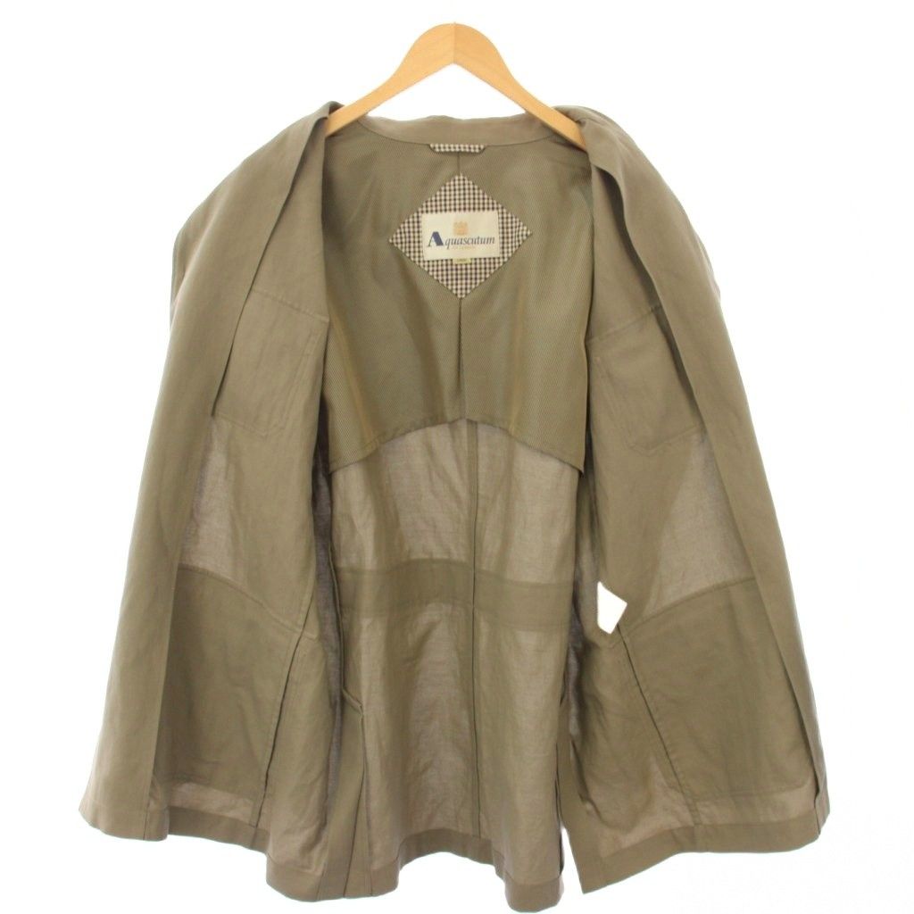 アクアスキュータム AQUASCUTUM シャツジャケット リネン混 L ベージュ