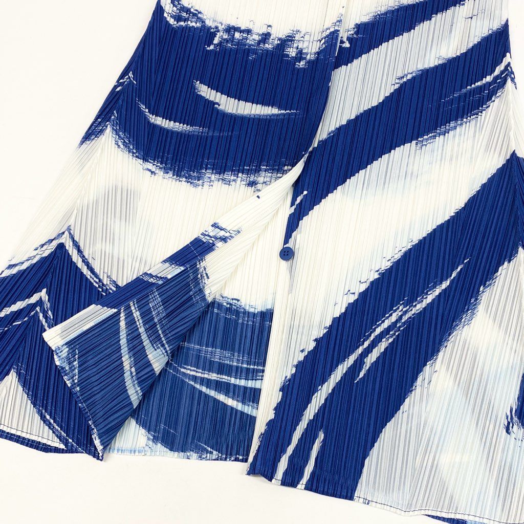 Al24【美品】PLEATS PLEASE プリーツプリーズ シャツワンピース チュニックワンピース 2022 SKY PP21-JJ712 3サイズ ホワイト ブルー ポリエステル100％ レディースk02i 32l24【美品】PLEATS PLEASE プリーツプリーズ シャツワンピース