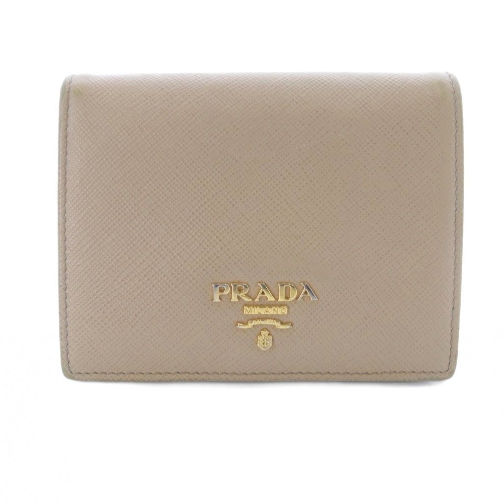 PRADA プラダ ジップコンパクト ウォレット 財布 ベージュ 【公式通販】
