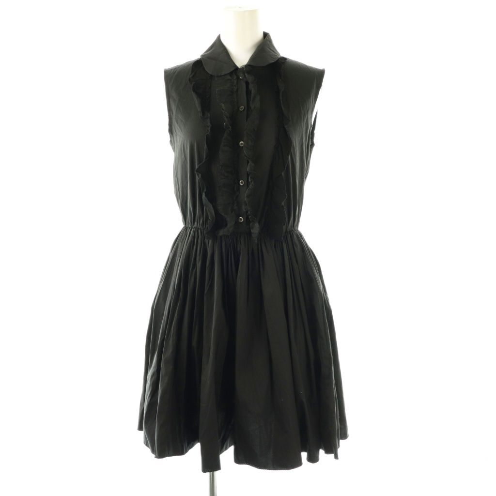 ミュウミュウ miumiu コットンナイロンフリルノースリーブワンピース