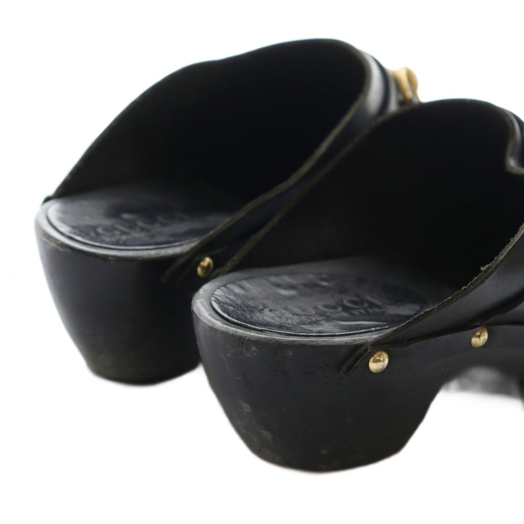 グッチ GUCCI ホーズビットサボサンダル ミュール スタッズ レザー 37