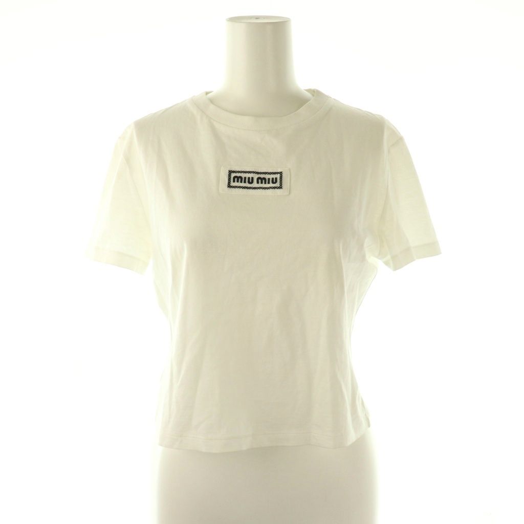 ミュウミュウ コットンTシャツ Sサイズ 白 Miu Miu（ミュウミュウ）Tシャツ・カットソー 白 サイズ:M レディース