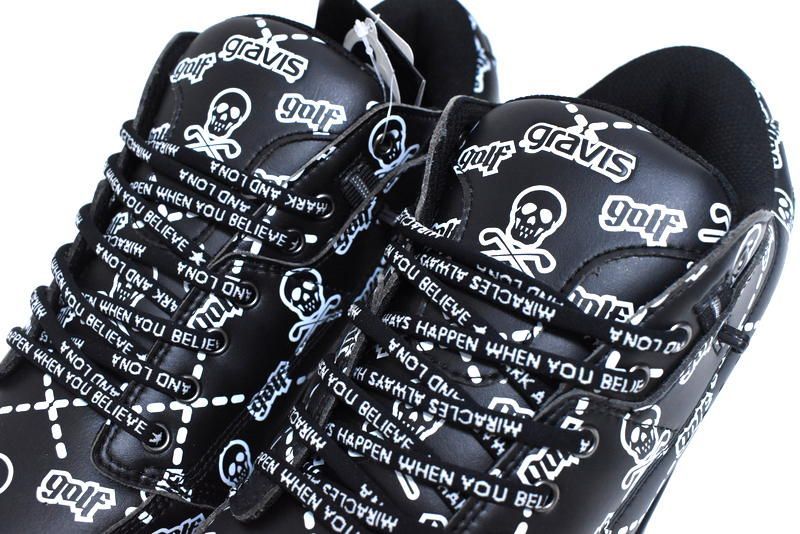 使用感あり27㎝】MARK&LONA×gravis ゴルフシューズ 黒×金 スニーカー