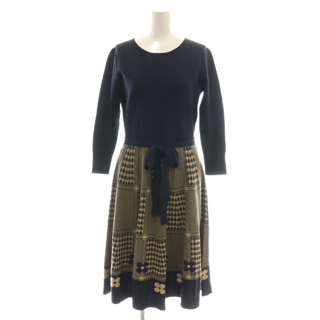 エムズグレイシー M'S GRACY CheckxFlower Knit One-piece ワンピース