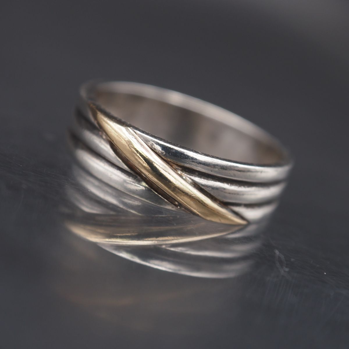 L669 ヴィンテージ K10 SILVER刻印 リング デザイン シルバー×ゴールド