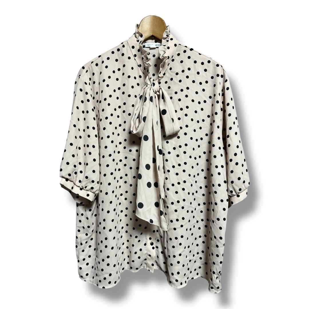 NARACAMICIE ナラカミーチェ ミックスドット ボウタイブラウス 半袖