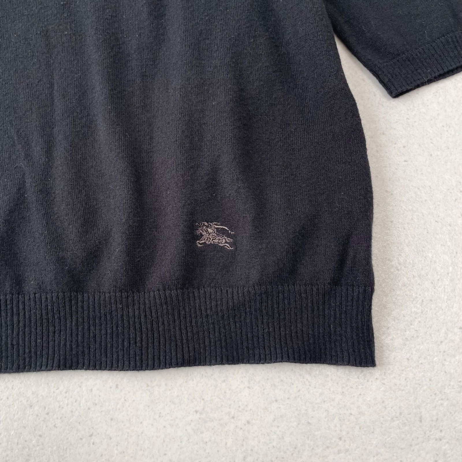 希少✨【バーバリーブルーレーベル】ベルトリボンニットジャケット ホース刺繍ロゴ 美品 バーバリーブルーレーベル ホースロゴ刺繍 ウール サマーニット