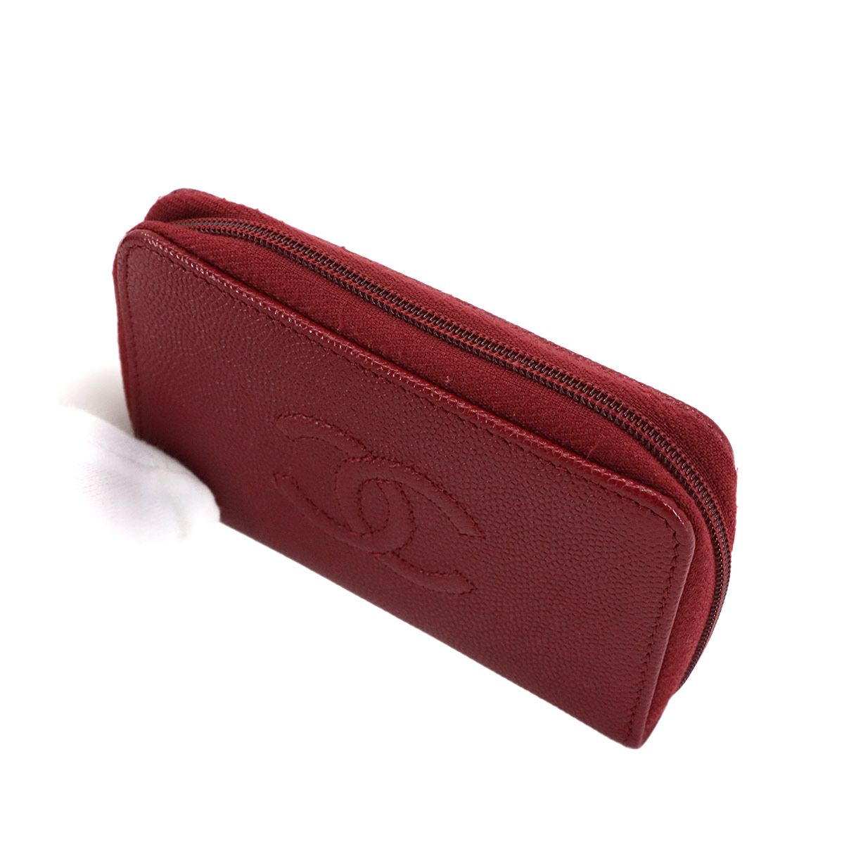 シャネル CHANEL キャビアスキン コインケース 小銭入れ レザー レッド
