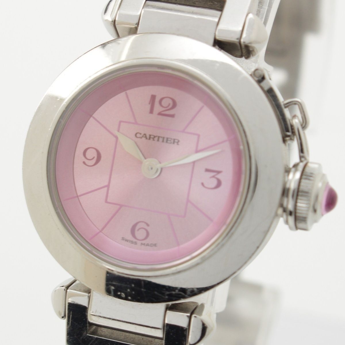 カルティエ 2010年 ミスパシャ 1周年記念 日本限定 腕時計 ピンク文字