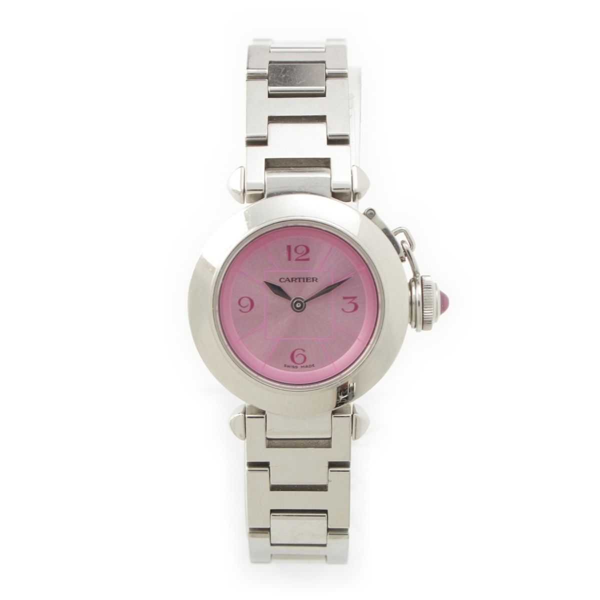 カルティエ 2010年 ミスパシャ 1周年記念 日本限定 腕時計 ピンク文字