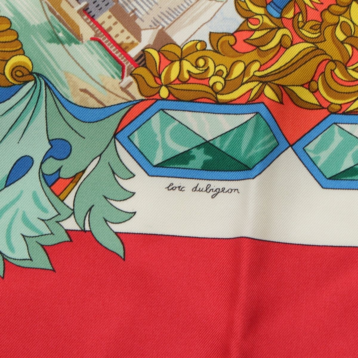 エルメス カレ90 シルク 仏英同盟 スカーフ レッド マルチカラー【中古