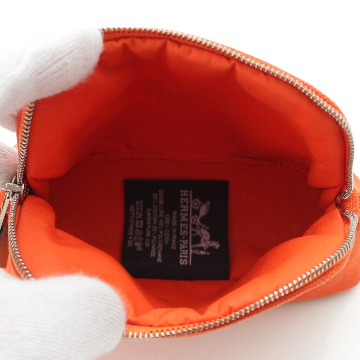 エルメス ボリード ミニミニ Hロゴ刺繍 ポーチ 小物入れ オレンジ