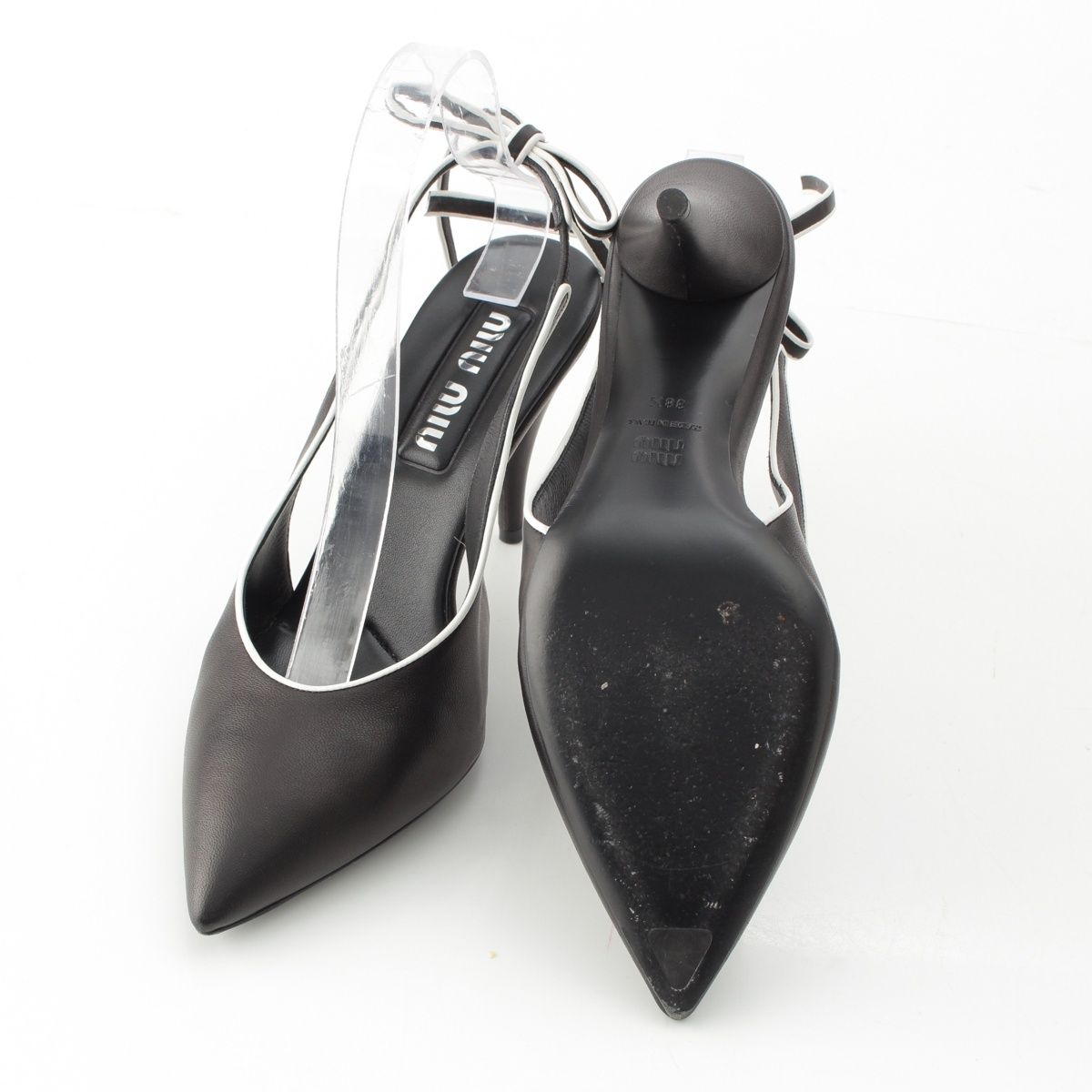 ミュウミュウ バイカラー スリングバック ヒール パンプス ポイン