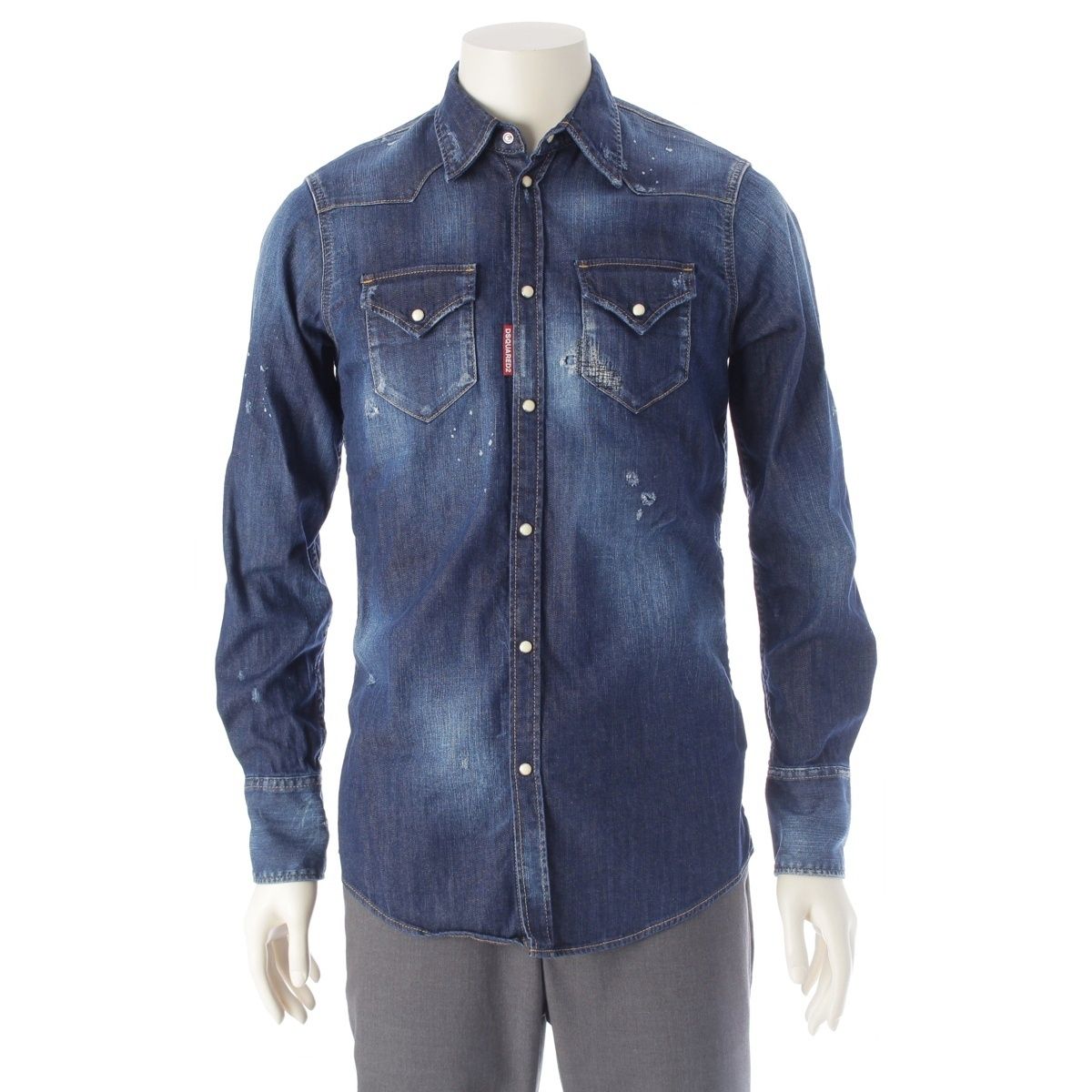 ディースクエアード 17年 コットン ダメージ加工 ウエスタン デニム