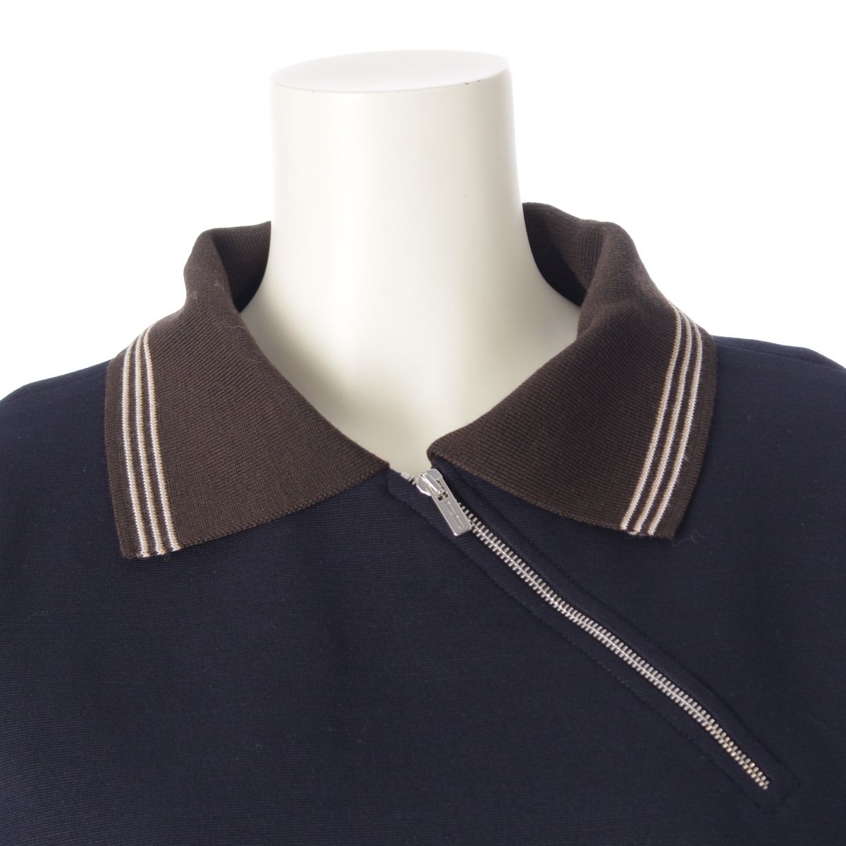 ミュウミュウ 25AW ポロ襟 ジッパー スウェットシャツ プルオーバー
