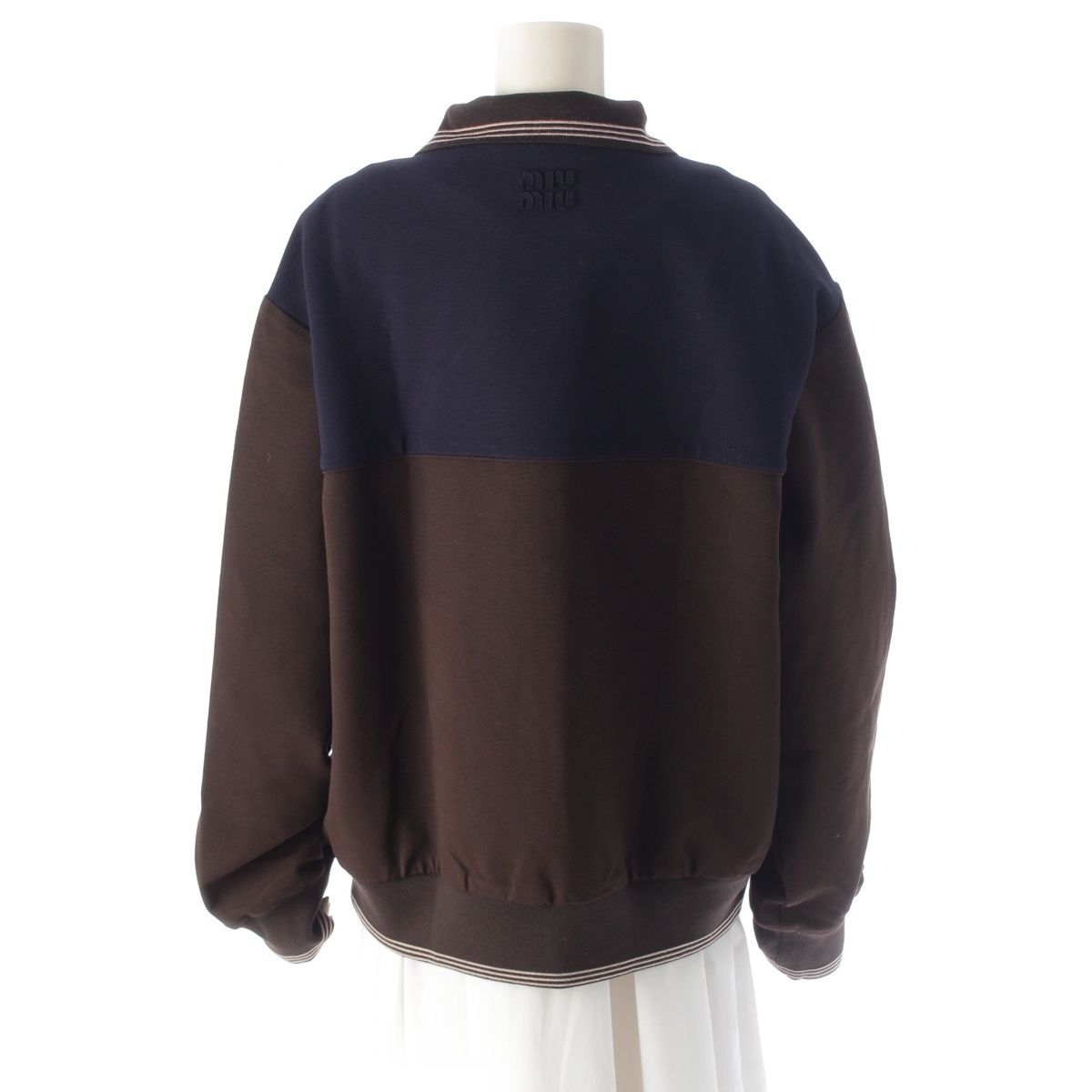 ミュウミュウ 25AW ポロ襟 ジッパー スウェットシャツ プルオーバー