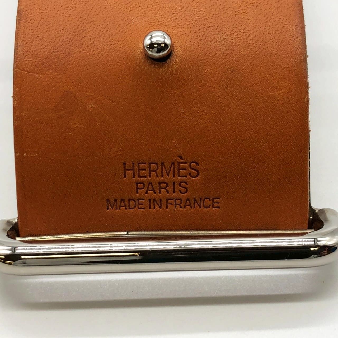HERMES エルメス ブレスレット バングル アピGM レザー ブラウン
