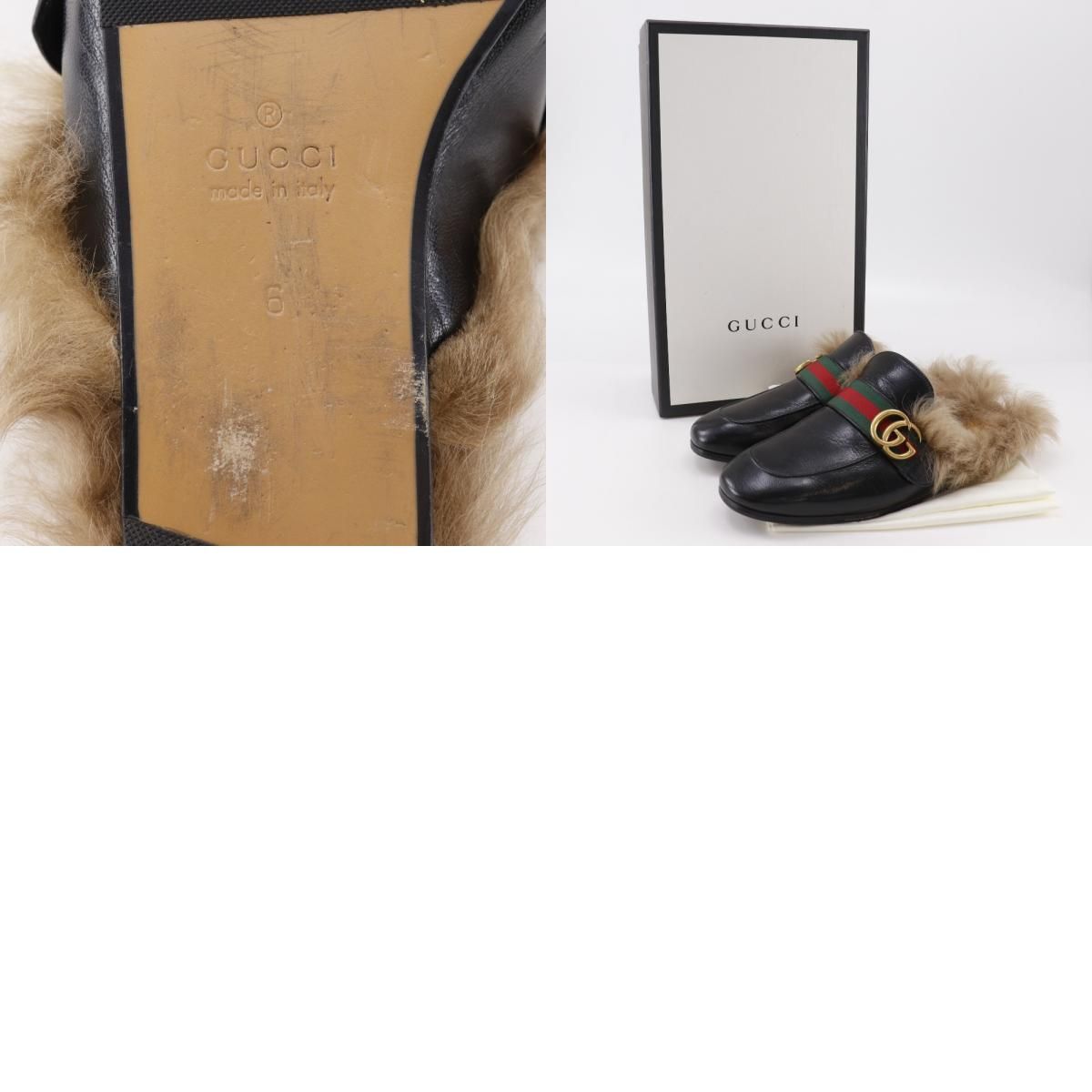 GUCCI】グッチ プリンスタウン GGシェリーライン レザー 黒 メンズ