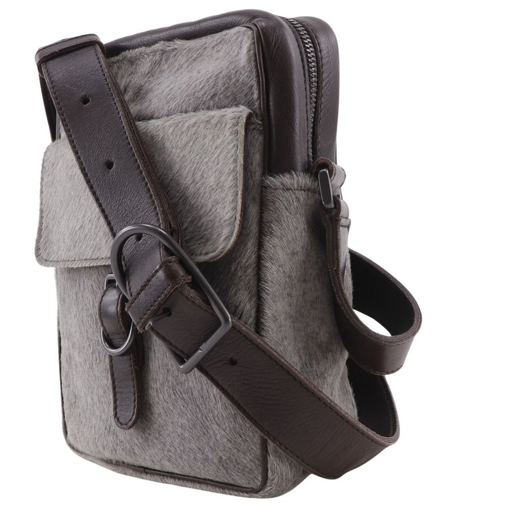 BOTTEGAVENETA ボッテガヴェネタ ハラコ グレー/茶 ショルダーバッグ ユニセックス BOTTEGAVENETA】ボッテガヴェネタ ハラコ×カーフ グレー/茶 ユニ