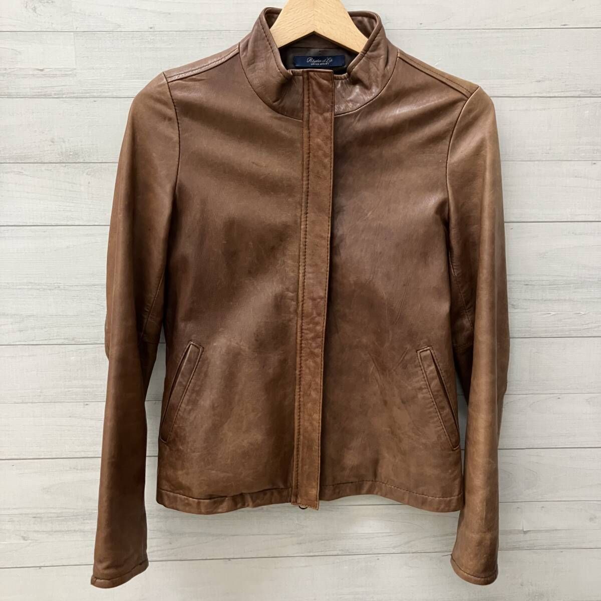 UNITED ARROWS ブラウンレザー シングルライダースジャケット XL UNITED ARROWS ユナイテッドアローズ ライダースジャケット シングル