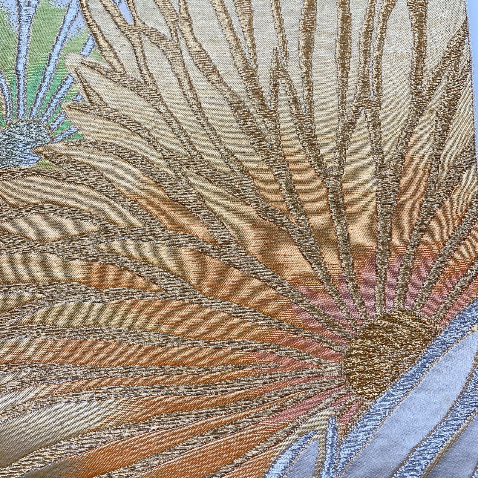 A 切嵌 吉祥文様 金銀糸 向鳳凰 菊唐草 唐花 六通 正絹 フォーマルな袋帯 6354］袋帯 草花吉祥文様 金銀糸 六通 正絹 着物 フォーマル - メルカリ