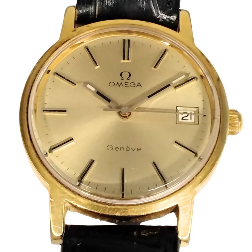 OMEGA オメガ ジュネーブ デイト 手巻き メンズ ベルト社外 腕時計