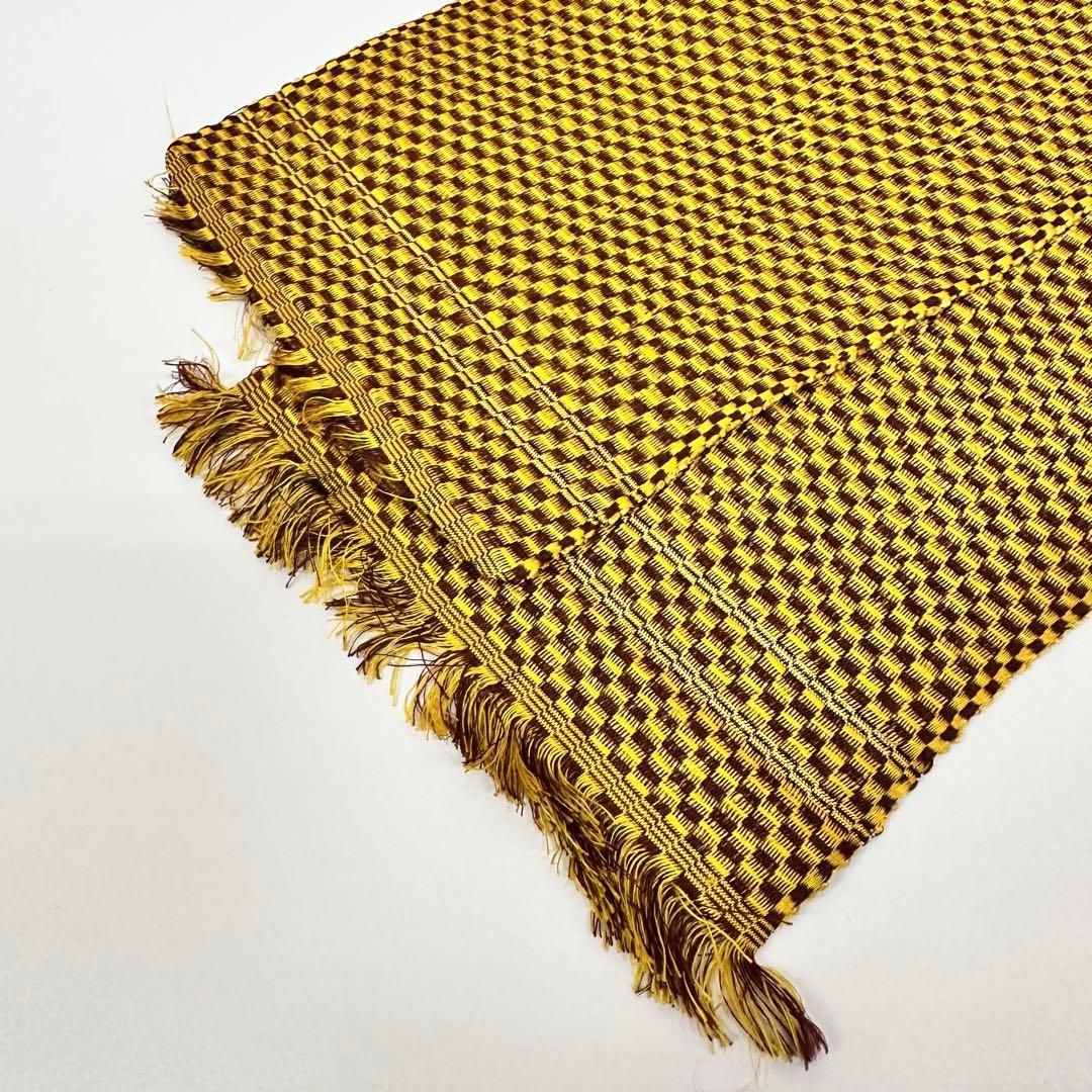 黄八丈　帯　中古 名古屋帯 黄八丈 中古 正絹 ベージュ 黄茶 縞 仕立て上がり カジュアル